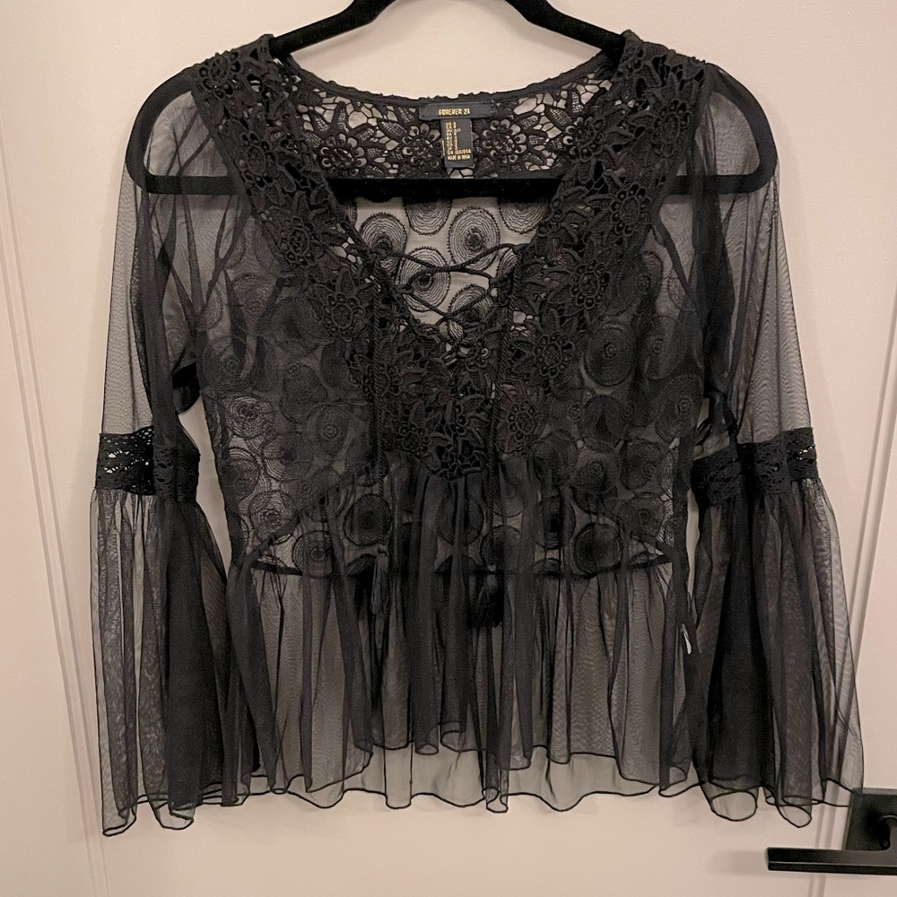 Black Sheer Baby Doll Top
